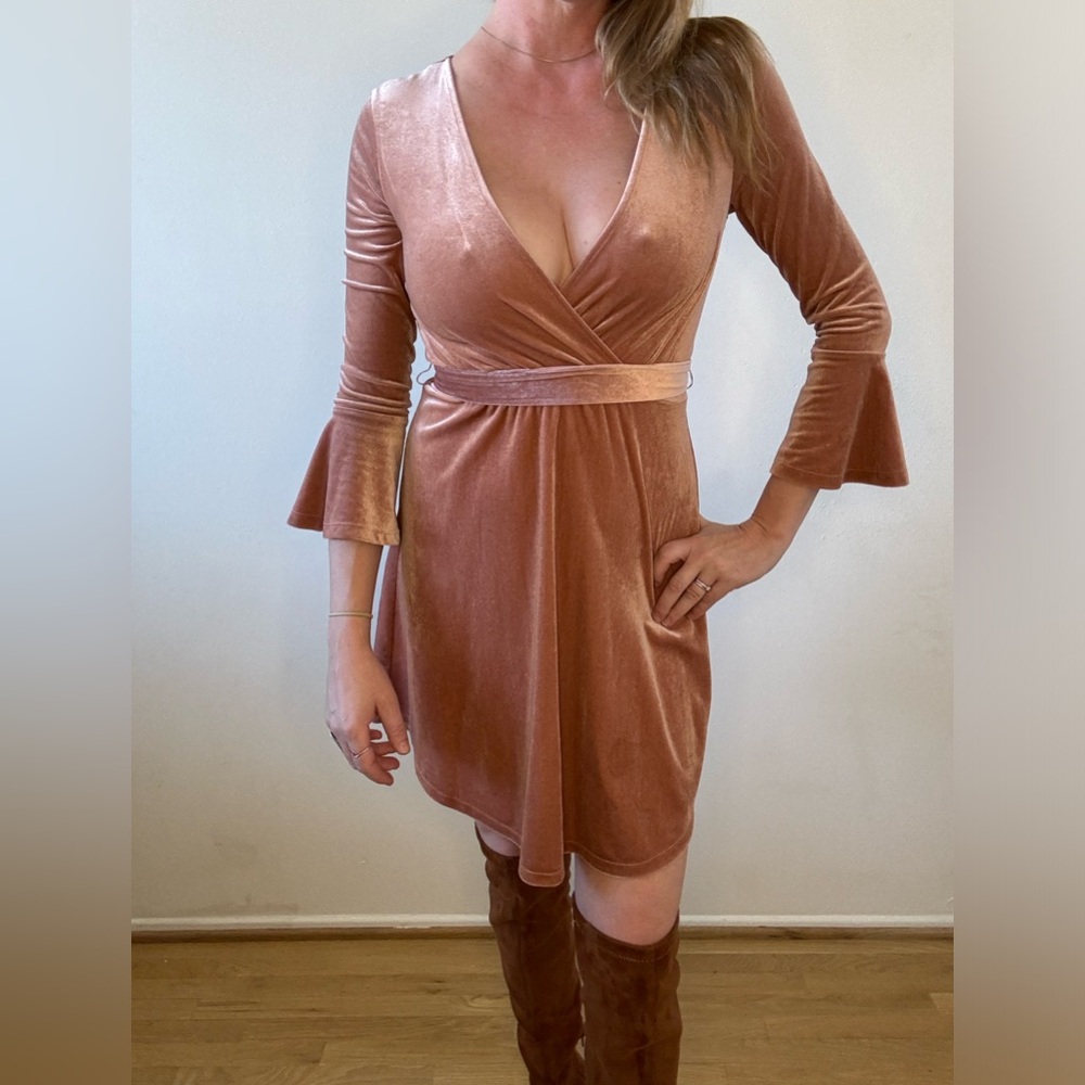Dividend Blush Pink Velvet Dress
